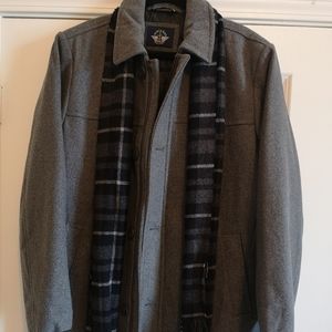 NWT Dockers Wool Blend Walking Coat w/ Scarf Gray